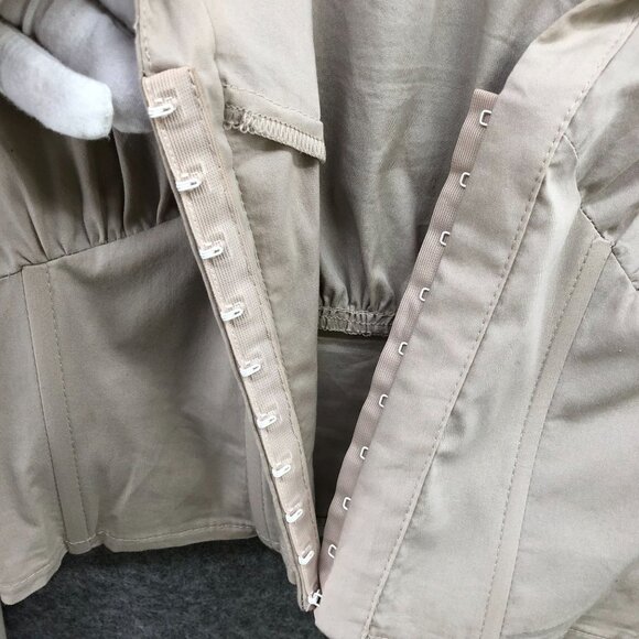 Le Blog Womens Collared Corset Shirt Blouse Long Sleeve Nude Beige Sz S Cropped - Picture 7 of 12